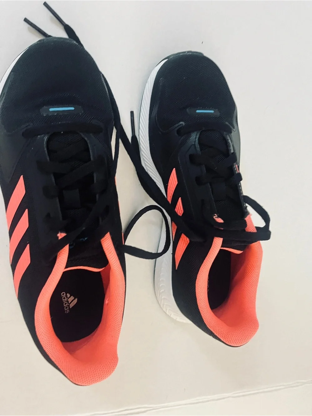 adidas Kids Black Sneakers with Coral Accents